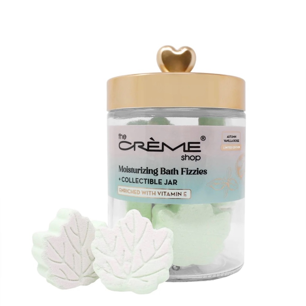 NWT TheCrèmeShop Moisturizing BathFizzies Collectible Jar - autumn Vanilla rose